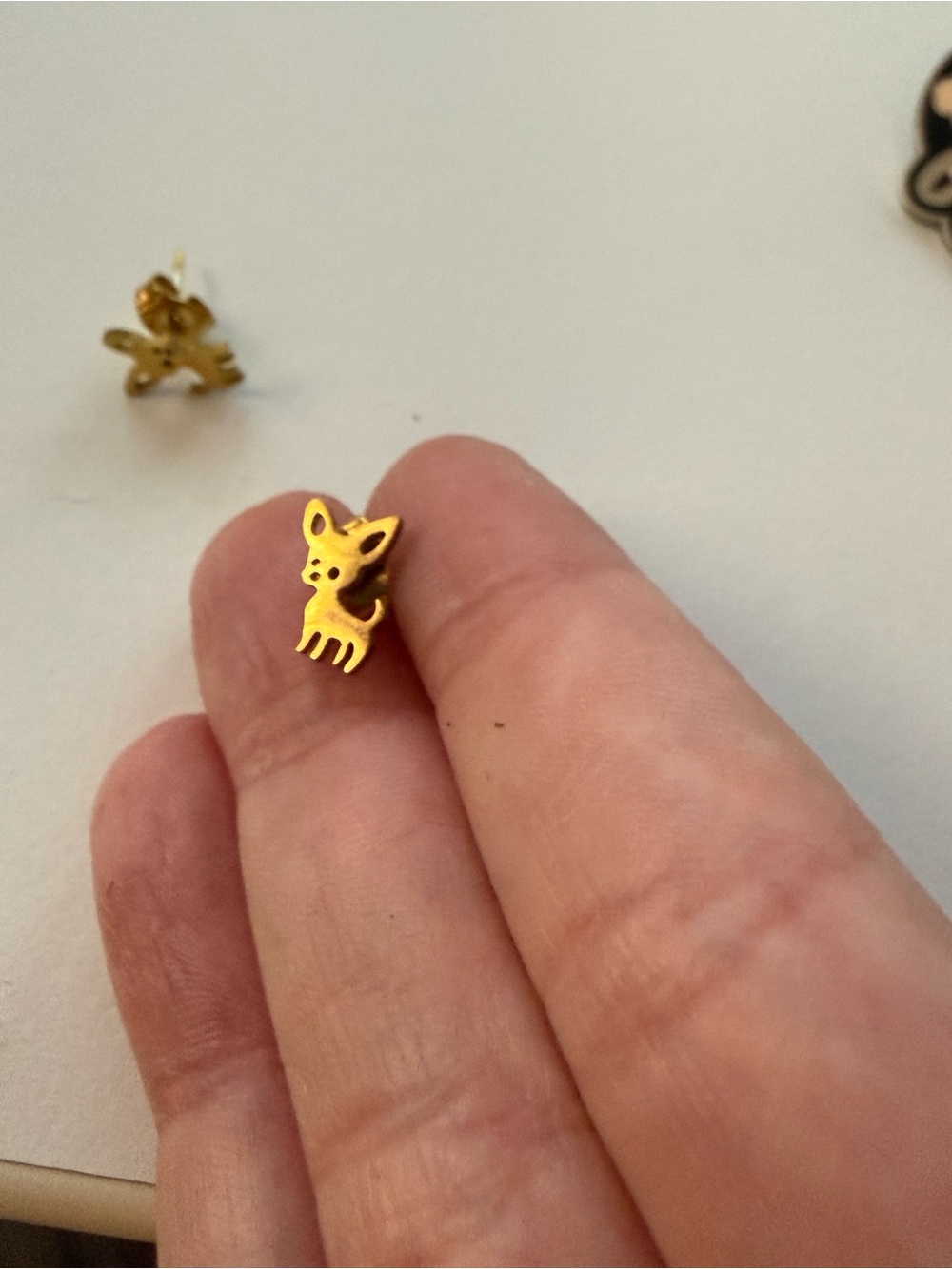 Gold tone Chihuahua earrings